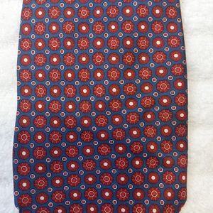 Vintage Pura Seta 100% Silk Tie Made In Italy Necktie Geometric Circles Blue Red
